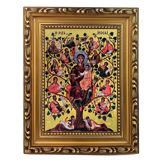 JESSE TREE - FRAMED GREEK ICON 5 ¾” x 7 ¼"
