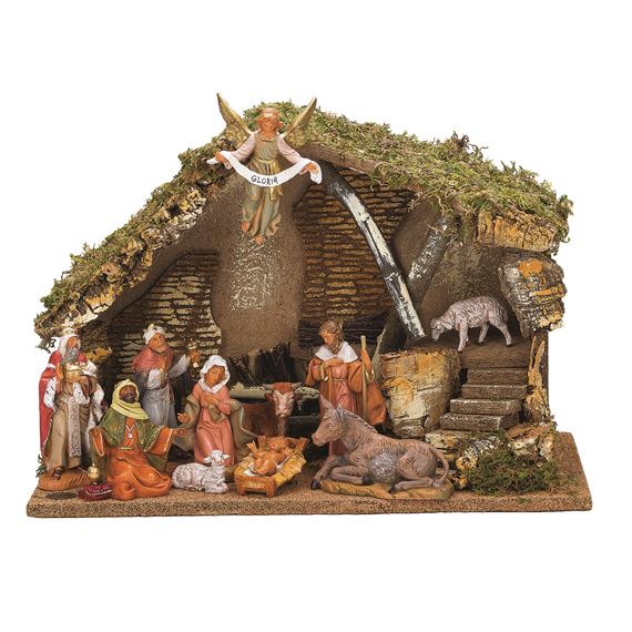 FONTANINI NATIVITY SET - 11 FIGURES WITH ITALIAN STABLE