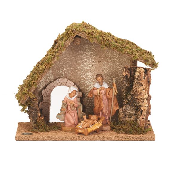 FONTANINI THREE FIGURE NATIVITY WITH STABLE