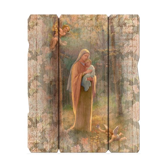 MADONNA OF THE WOODS WOOD WALL PLAQUE - 7 1/2" X 9"