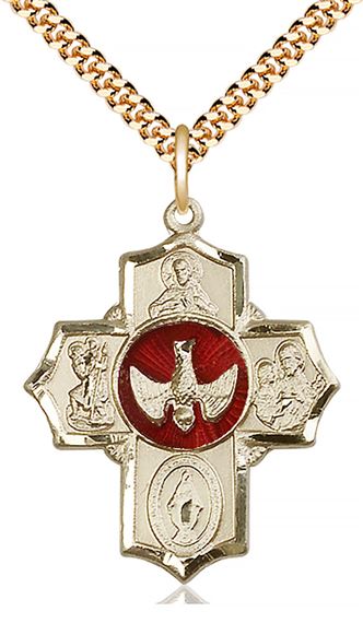 14KT GOLD FILLED 5-WAY PENDANT WITH CHAIN - 1 1/4" x 1"