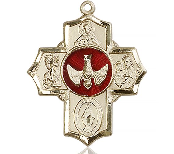 14KT GOLD 5-WAY MEDAL - 1 1/4" x 1"