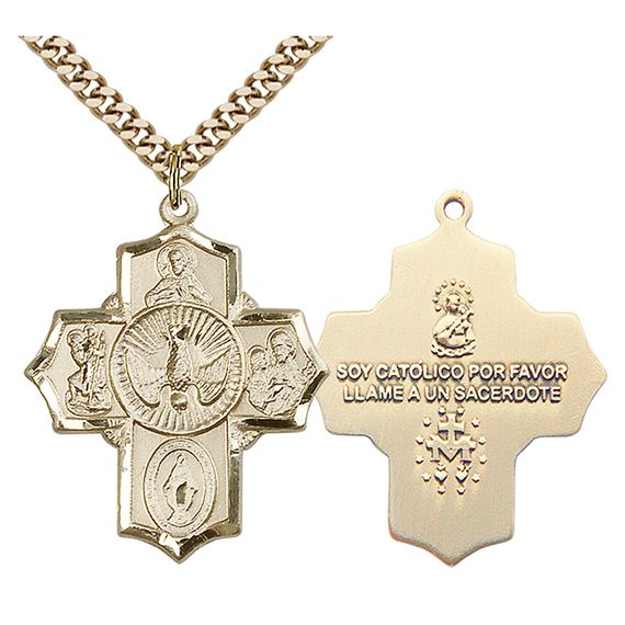 14KT GOLD FILLED 5-WAY PENDANT WITH CHAIN - 1 1/4" x 1"