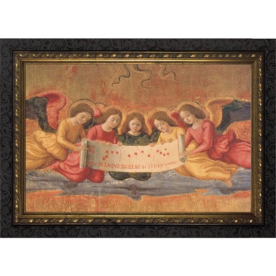 THE NATIVITY DETAIL OF ANGELS FRAMED ART - 13 1/2" x 10 1/2"