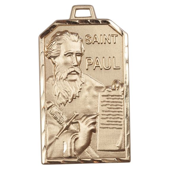 14KT GOLD ST PAUL THE APOSTLE MEDAL - 1 1/4" x 3/4"