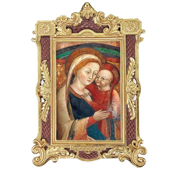 OUR LADY OF GOOD COUNSEL IN BURGUNDY AND GOLD FRAME - 6 1/4" x 9 1/4"