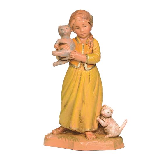 FONTANINI 5" GIRL WITH KITTENS (FILIA) - NATIVITY COLLECTION