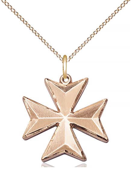 14KT GOLD FILLED MALTESE CROSS PENDANT WITH CHAIN