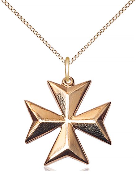 14KT GOLD FILLED MALTESE CROSS PENDANT WITH CHAIN