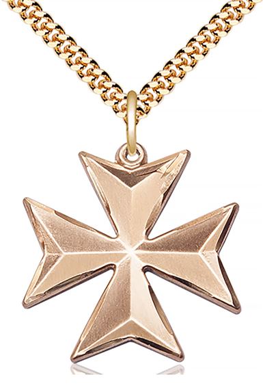 14KT GOLD FILLED MALTESE CROSS PENDANT WITH CHAIN