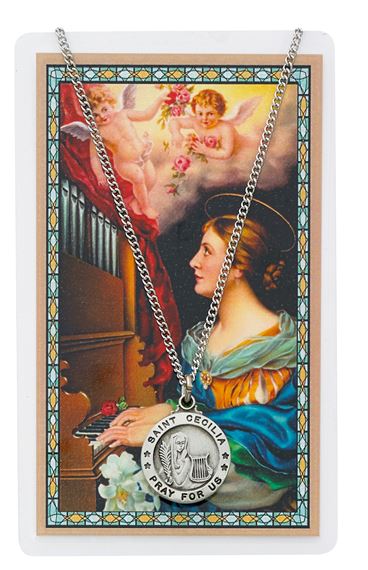 ST. CECILIA PENDANT AND PRAYER CARD