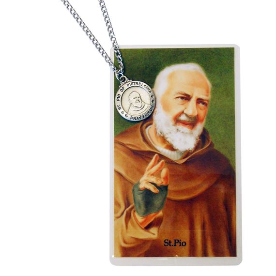 ST. PADRE PIO PENDANT AND PRAYER CARD