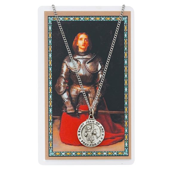 ST. JOAN OF ARC PENDANT AND PRAYER CARD