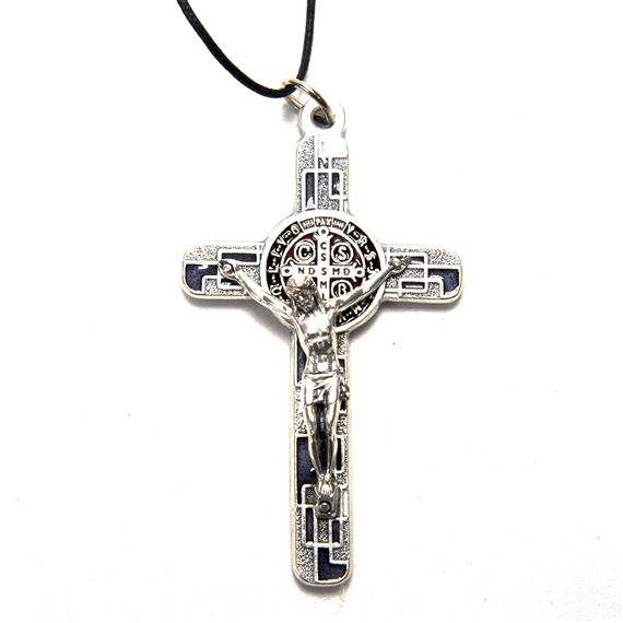 ST. BENEDICT SILVER AND BLACK CRUCIFIX