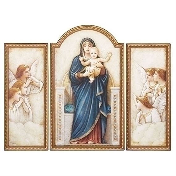 BLESSED VIRGIN MARY TRIPTYCH WALL HANGING - 26" x 20"