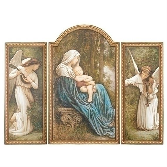 MADONNA AND CHILD TRIPTYCH WALL HANGING - 26" x 20"