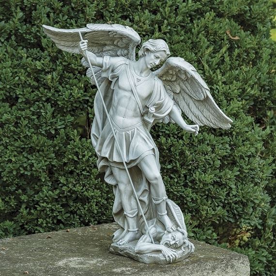 ST. MICHAEL THE ARCHANGEL GARDEN STATUE - 18 ¼”H