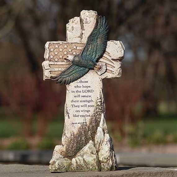 ON EAGLE'S WINGS GARDEN CROSS - 14 ½"H