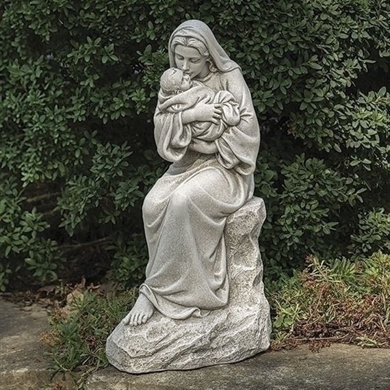 MARY KISSING BABY JESUS GARDEN STATUE - 16"