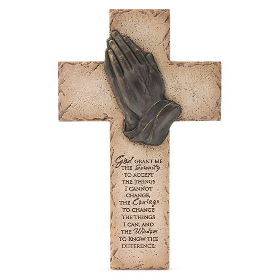 PRAYING HANDS SERENITY CROSS