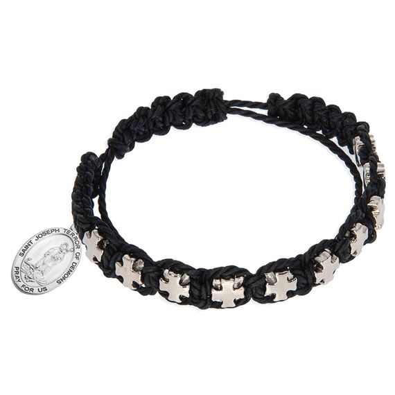 ST. JOSEPH TERROR OF DEMONS BLACK CORD BRACELET