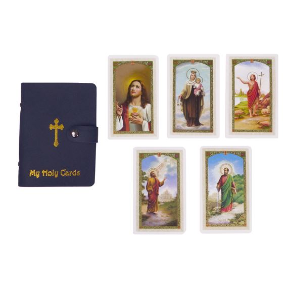 HOLY CARD COLLECTION BOOK WITH 5 LAMINATED HOLY CARDS