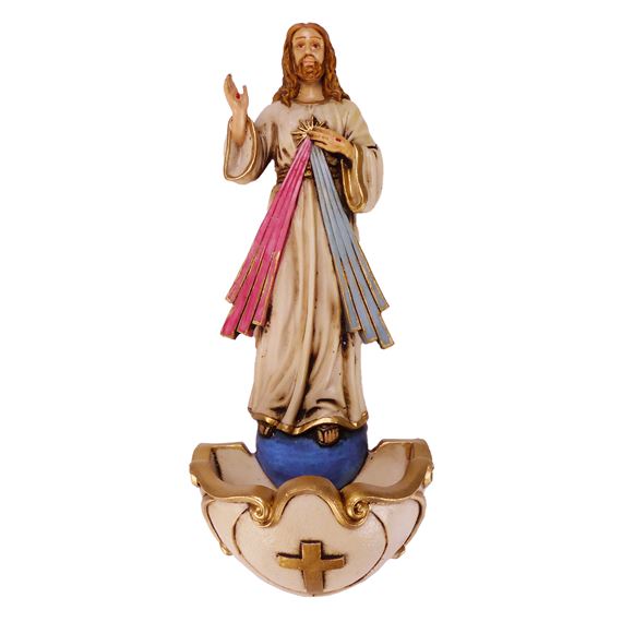 DIVINE MERCY HOLY WATER FONT - 8"
