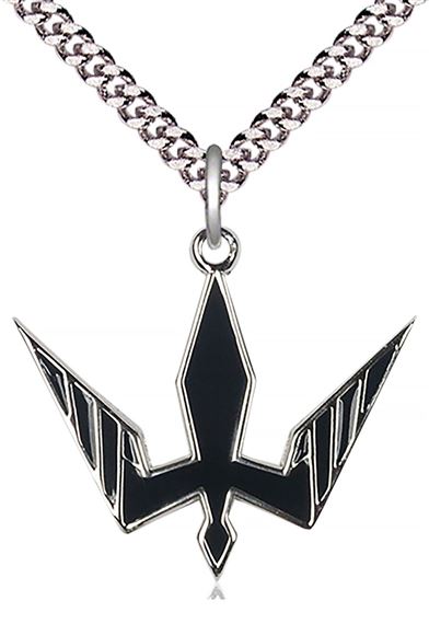 STERLING SILVER HOLY SPIRIT PENDANT WITH CHAIN - 1" x 1 1/8"