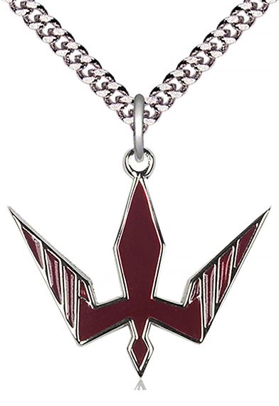 STERLING SILVER HOLY SPIRIT PENDANT WITH CHAIN - 1" x 1 1/8"