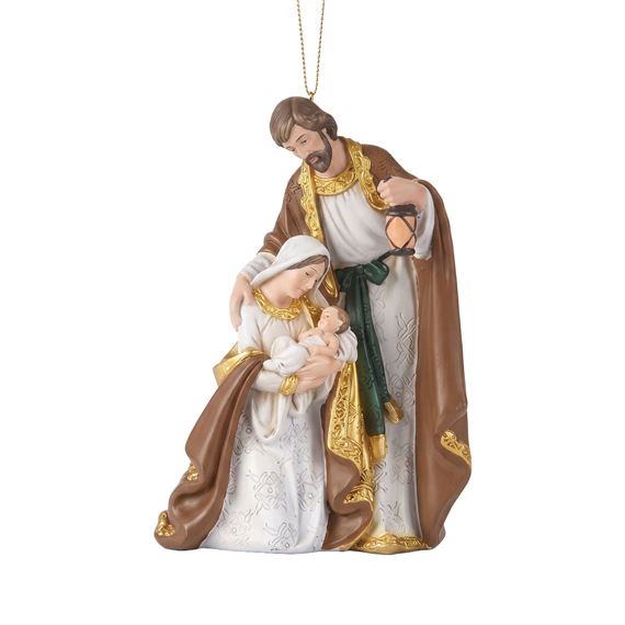 HOLY FAMILY WHITE & BROWN ORNAMENT - 4"