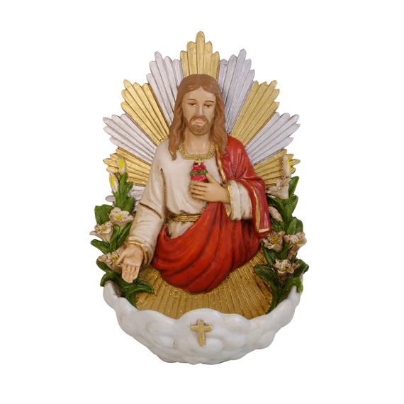 SACRED HEART OF JESUS - HOLY WATER FONT - 6 1/2"