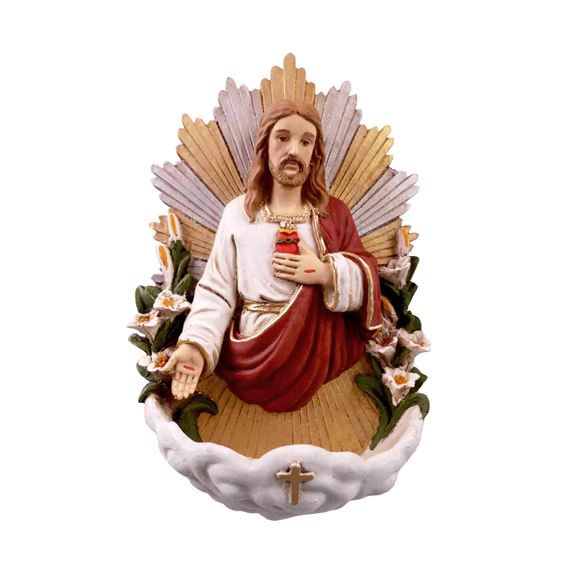 SACRED HEART OF JESUS - HOLY WATER FONT - 6 1/2"