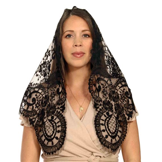 REAL ITALIAN LACE MANTILLA - MEDALLON