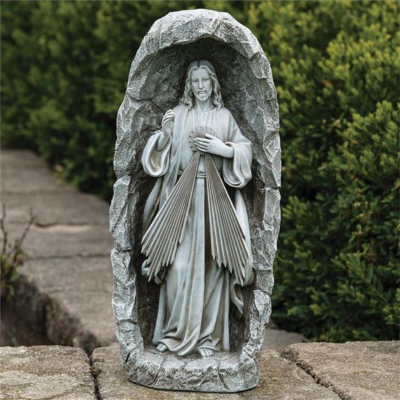 DIVINE MERCY SOLAR LED GARDEN STATUE - 18"