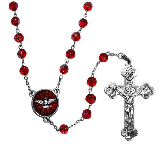 HOLY SPIRIT ROSARY WITH RED ENAMEL
