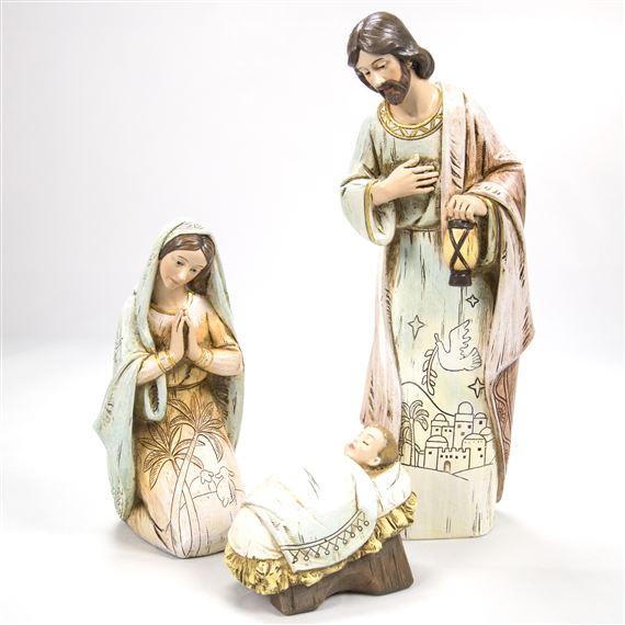 THREE PIECE WOOD-LOOK NATIVITY