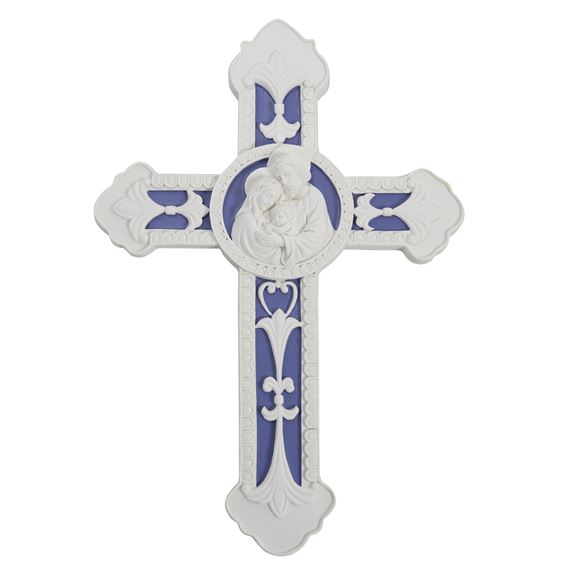 HOLY FAMILY WALL CROSS - DELLA ROBBIA STYLE