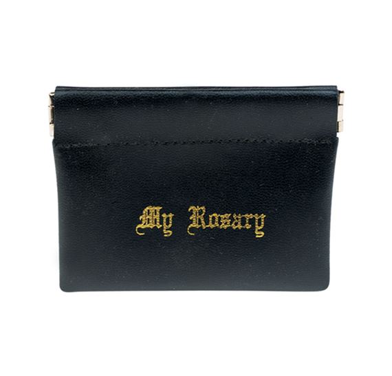 BLACK VINYL SQUEEZE-TO-OPEN  ROSARY CASE