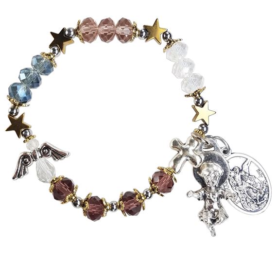 GENUINE GEMSTONE ST. MICHAEL THE ARCHANGEL & GUARDIAN ANGEL - CHAPLET BRACELET