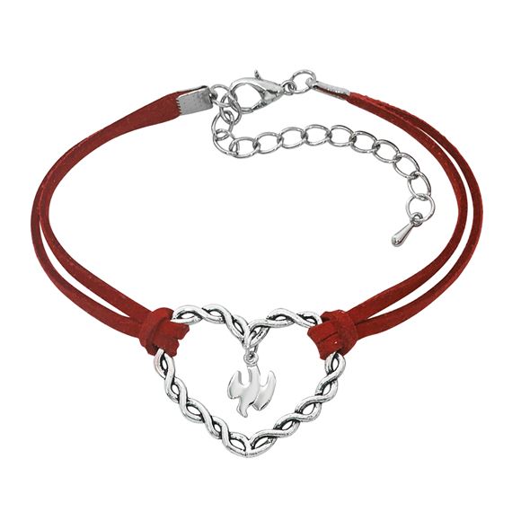 RED CORD HOLY SPIRIT HEART BRACELET