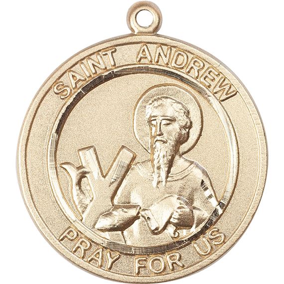 14KT GOLD ST ANDREW THE APOSTLE MEDAL - 1" x 7/8"