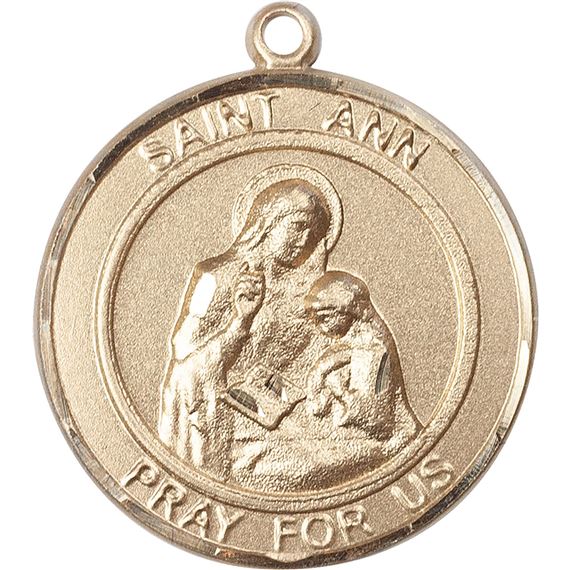 14KT GOLD FILLED ST ANN PENDANT WITH CHAIN - 1" x 7/8"