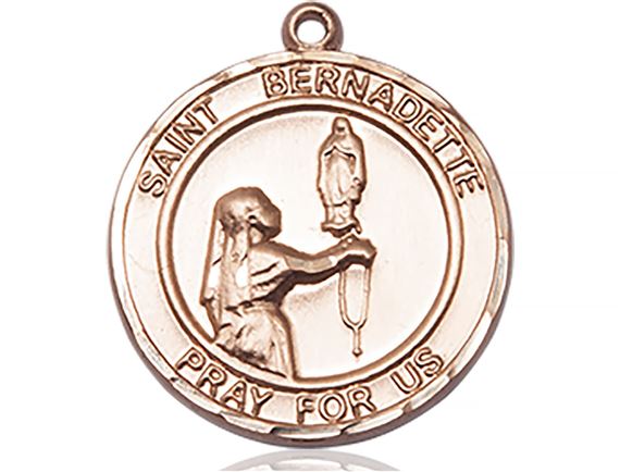 14KT GOLD ST BERNADETTE MEDAL - 1" x 7/8"