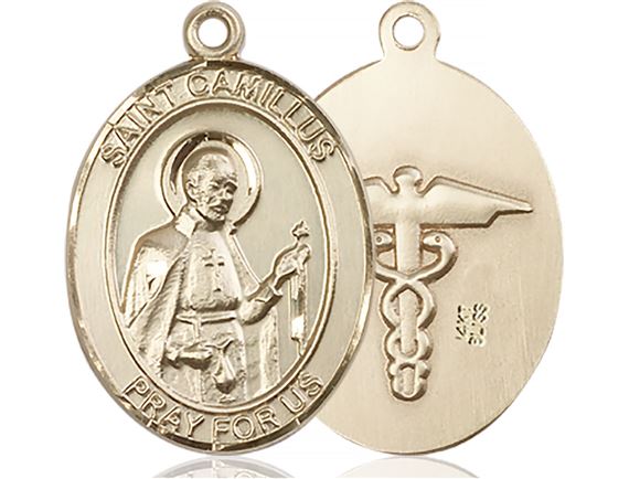 14KT GOLD ST CAMILLUS OF LELLIS NURSE MEDAL - 1" x 3/4"