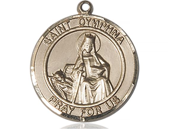 14KT GOLD ST DYMPHNA MEDAL - 1" x 7/8"