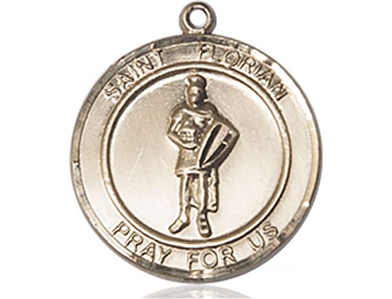 14KT GOLD ST FLORIAN MEDAL - 1" x 7/8"