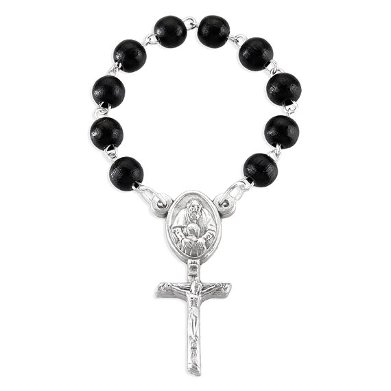 SINGLE DECADE ROSARY - BLACK BEAD