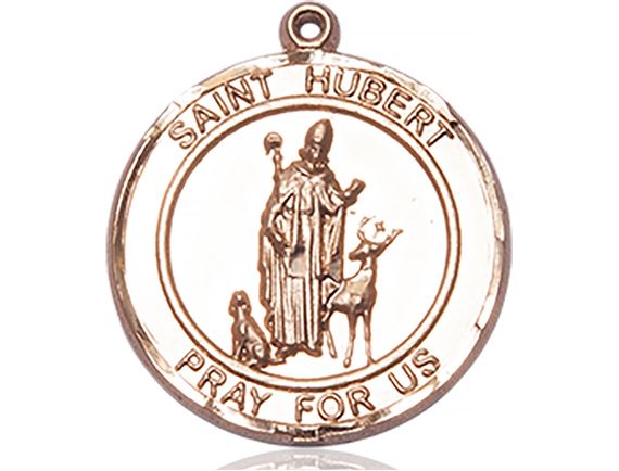14KT GOLD ST HUBERT OF LIEGE MEDAL - 1" x 7/8"