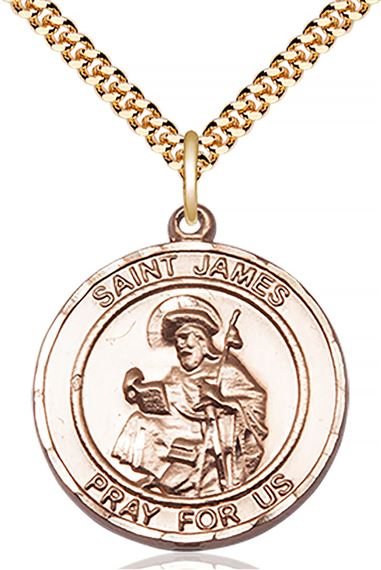 14KT GOLD FILLED ST JAMES THE GREATER PENDANT WITH CHAIN - 1" x 7/8"