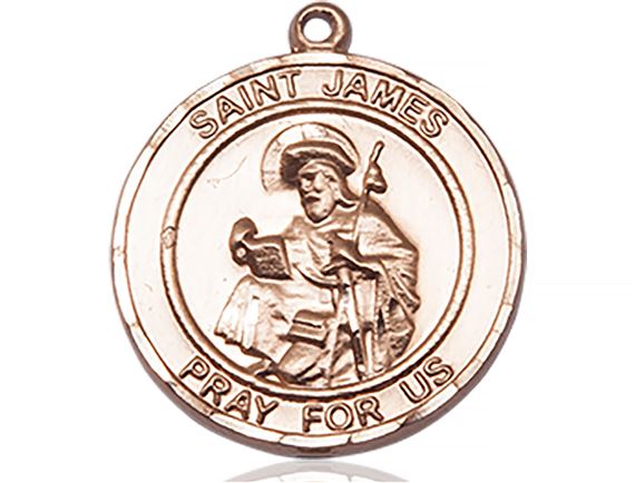 14KT GOLD ST JAMES THE GREATER MEDAL - 1" x 7/8"